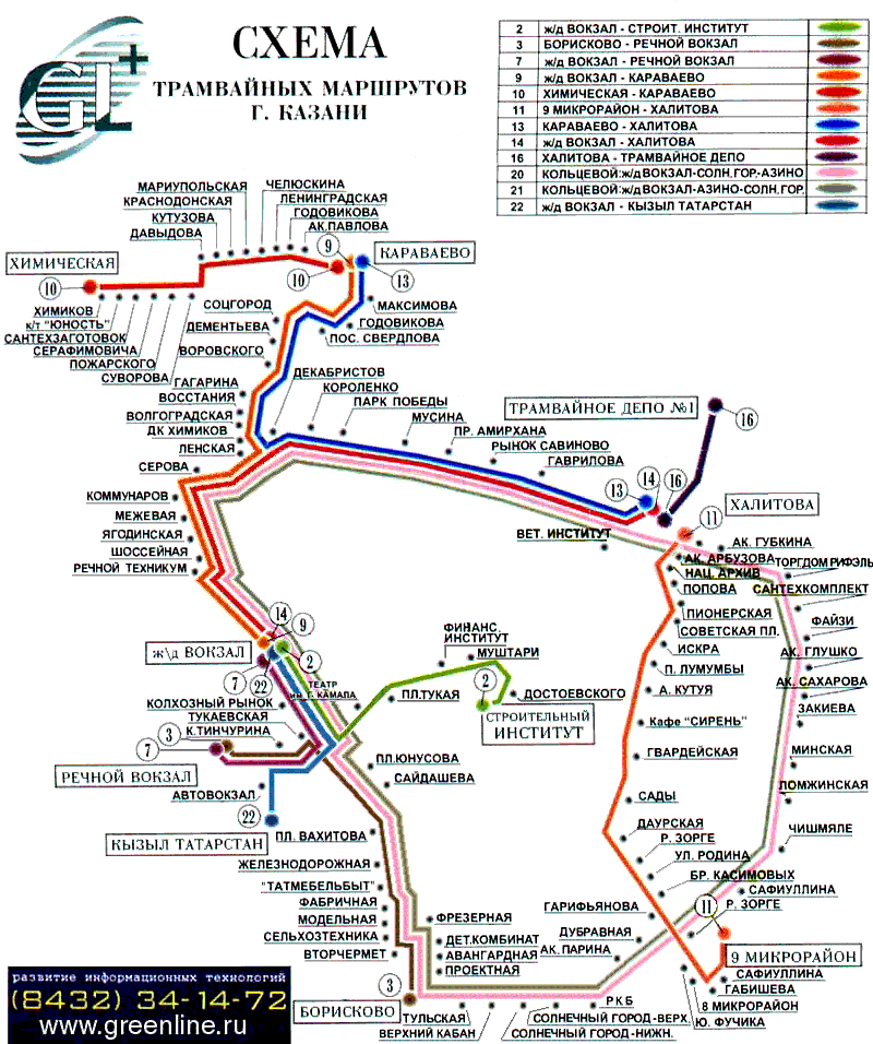 Казань: маршруты трамваев 2010, отмененный проект 2007 года